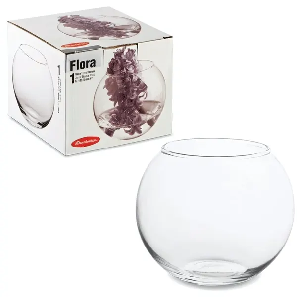 Ваза для цветов "Flora" 79мм, шаровидная, закаленное стекло, прозрачная, компактная, Pasabahce