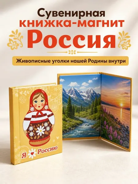 Мини-книжка магнит Россия, сувенирная книжка магнит, размер 6х4 см