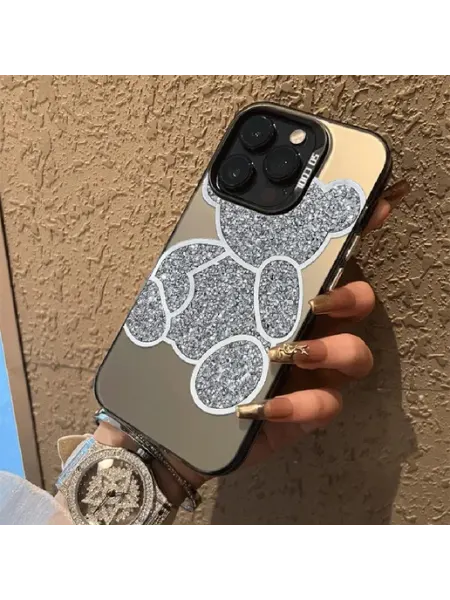 Чехол на IPHONE 13 PRO MAX медведь серебро