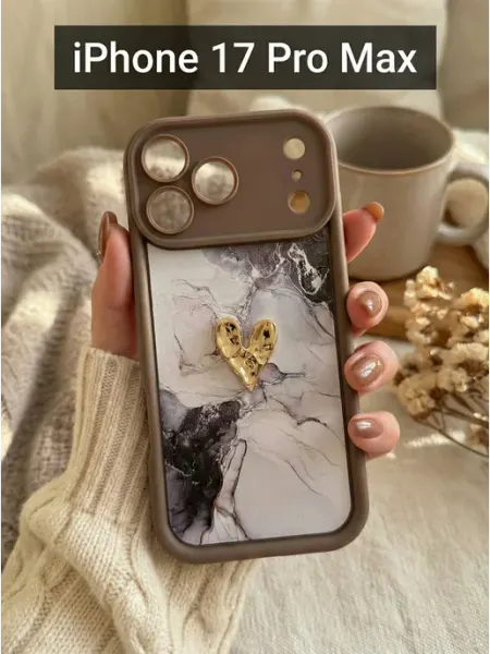 Чехол на iphone 17 Pro Max Мрамор CRAZY CAT