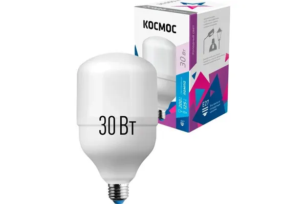 Лампа светодиодная высокомощная 30Вт 6500К E27 Космос LksmHWLED30WE2765