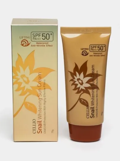 Солнцезащитный крем для лица Cellio Snail Whitening Sun Cream SPF50+ PA+++, 70 мл