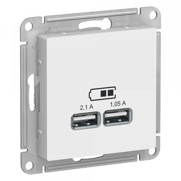 1 шт. Systeme Electric AtlasDesign Белый USB, 5В, 1 порт x 2,1 А, 2 порта х 1,05 А, механизм, ATN000133