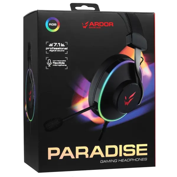 Проводные наушники ARDOR GAMING Paradise, 7.1 Virtual, охватывающие, черный