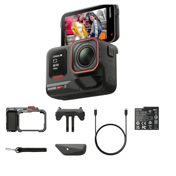 Экшн-камера Insta 360 Ace Pro 2 Xplorer Bundle, c сенсорным дисплеем, Black (Черный)