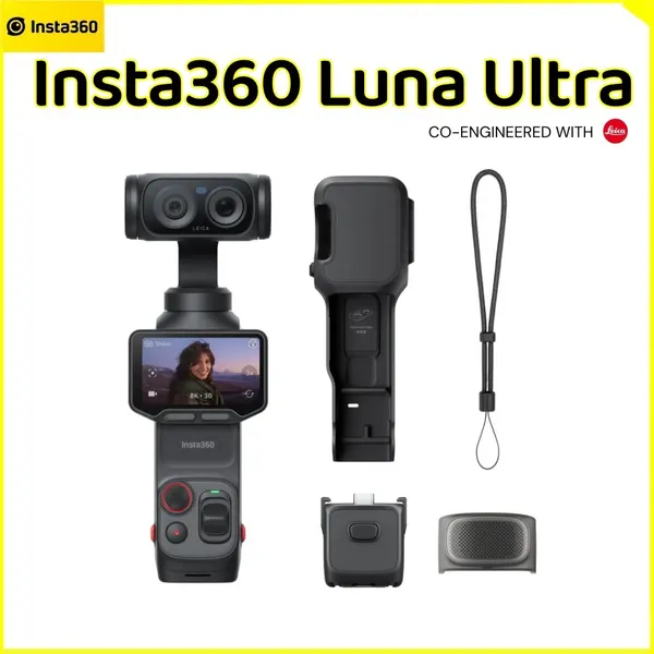 Экшн-камера Insta360 Luna Ultra Standart, двойная линза, оптика Leica, 3-осевой стабилизатор, 8K видео, Черный