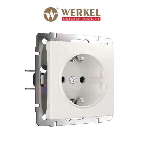 Встраиваемая розетка с заземлением Werkel W1171013, цвет перламутровый рифленый