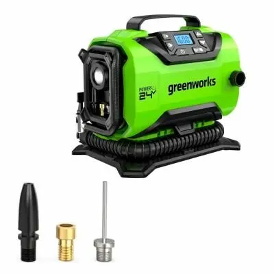 Компрессор автомобильный аккумуляторный Greenworks ACG301, 24V / 12V (от сети автомобиля), без АКБ и ЗУ