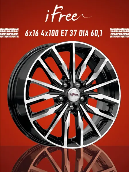 Диск автомобильный iFree Миконос 6x16 4x100 ET37 60,1 Блэк джек