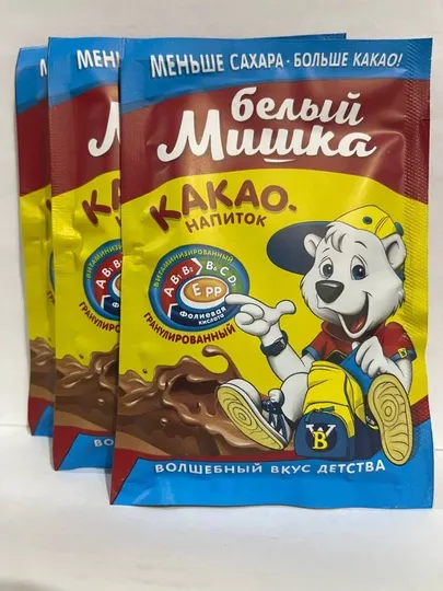 Какао-напиток гранула БЕЛЫЙ МИШКА, саше 25 г - Какао, горячий шоколад