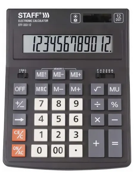 Настольный калькулятор STAFF PLUS STF-333 200x154мм, 12