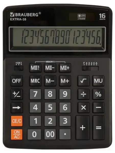 Настольный калькулятор EXTRA-16-BK 206x155 мм, 16 Brauberg