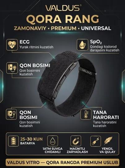 VALDUS VITRO Умный браслет, ЭКГ, SpO₂, Давление - Фитнес браслеты