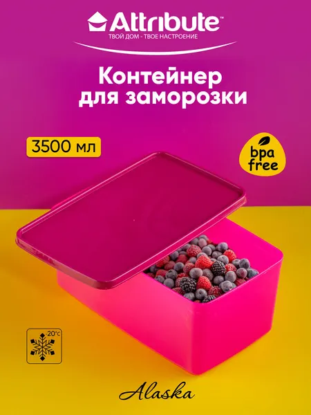 Контейнер для заморозки, 3500 мл, ALASKA, пластик, цвет фуксия 2 шт