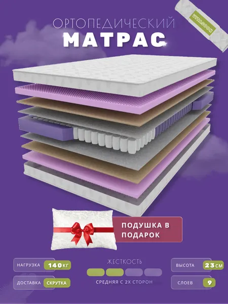 Матрас 100х190 ортопедический VitaSoon SMART Ck пружинный высота 23 см