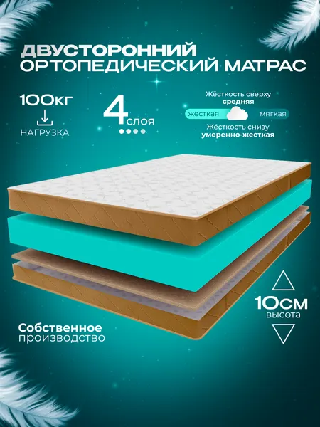 Матрас беспружинный 70x195 см Vitaflex Anatomic Бежевый 9V Sk ортопедический, ППУ, анатомический, с кокосом, в рулоне