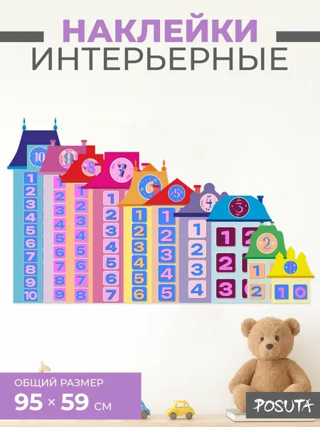 Наклейки для декора в детскую состав числа