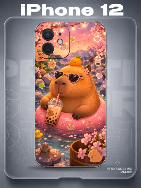 Чехол на iPhone 12 с принтом капибара MeowCase