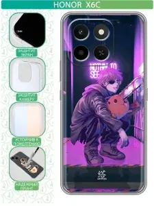 Чехол для Honor X6C с принтом Аниме Chainsaw Man