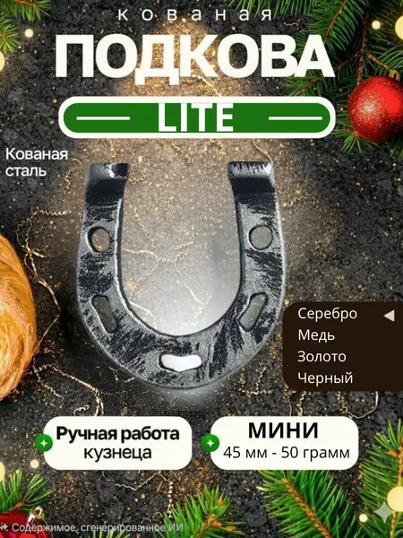 Подкова сувенир для дома лайт "Мини" 4 см, 50 гр. (серебряный)/ оберег на дверь, подарок на новоселье