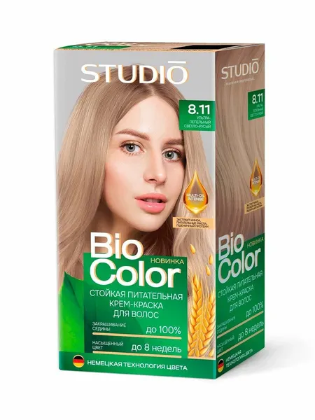 Стойкая крем-краска для волос Studio Professional Biocolor, 8.11 Ультра-пепельный светло-русый, 115мл