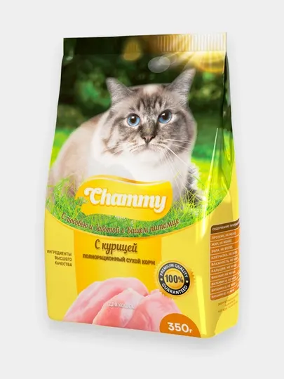Полнорационный сухой корм Chammy для кошек с курицей, 350 гр