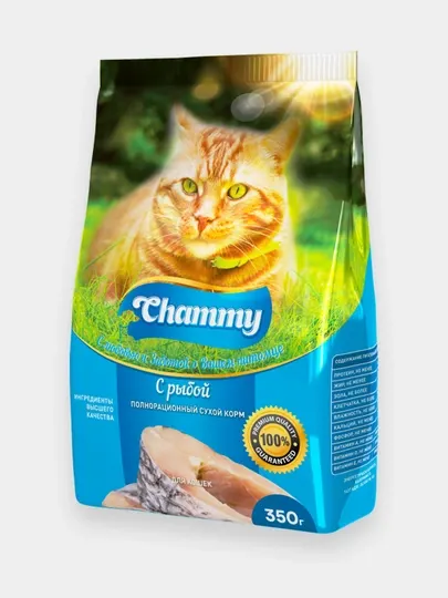Полнорационный сухой корм Chammy для кошек с рыбой, 350 гр