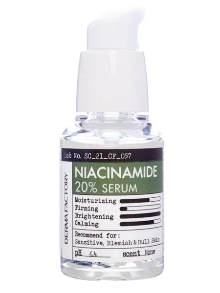 Сыворотка Derma Factory Face Care Niacinamide 20% Serum, Успокаивающая сыворотка для лица с ниацинамидом, 30 мл