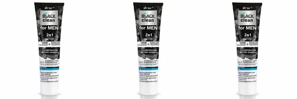 Витэкс "BLACK CLEAN FOR MEN" 2в1 крем после бритья+увлажняющий бальзам с комплексом детокс-защиты,100 мл.3 шт.