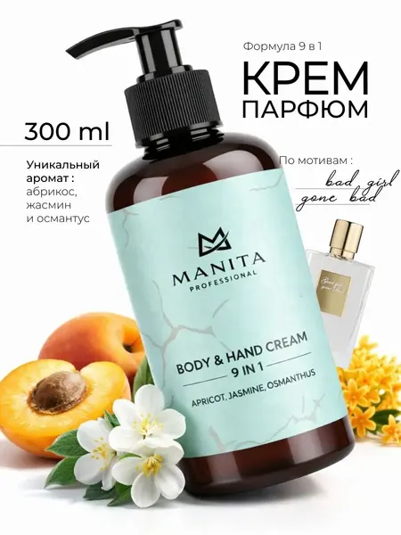 Крем MANITA, парфюмированный, для тела, рук, шеи, декольте, с дозатором