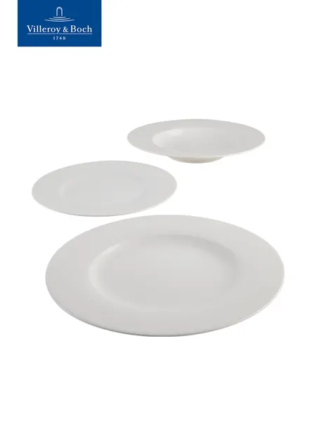 Набор посуды столовой из 12-ти тарелок, Basic White Dinner Set VIVO, Villeroy & Boch Group Премиум-Фарфор