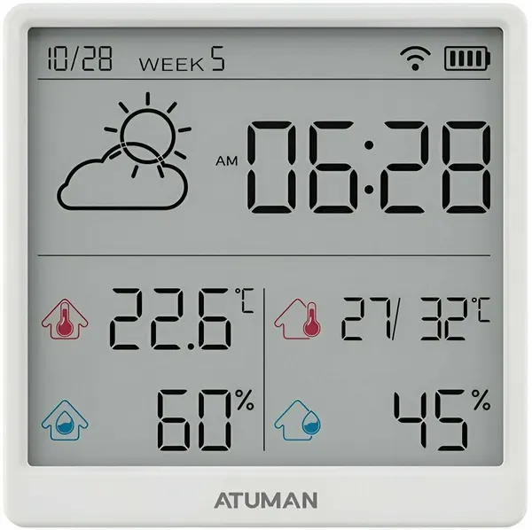 Метеостанция XIAOMI Atuman Duka TH3, датчик температуры и влажности, беспроводной, Wi-Fi, белый