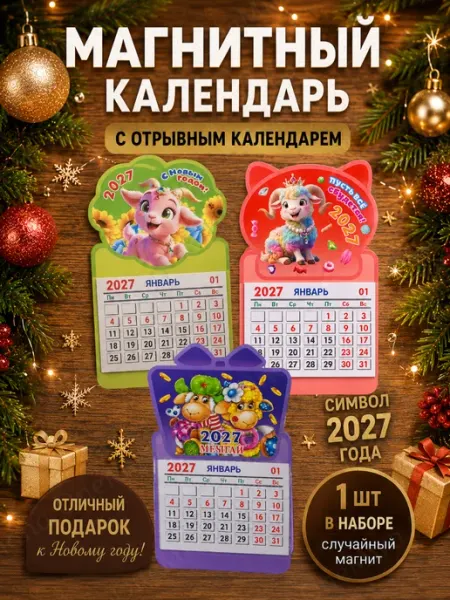 Календарь-магнит на холодильник НГ символ года 2027 Коза