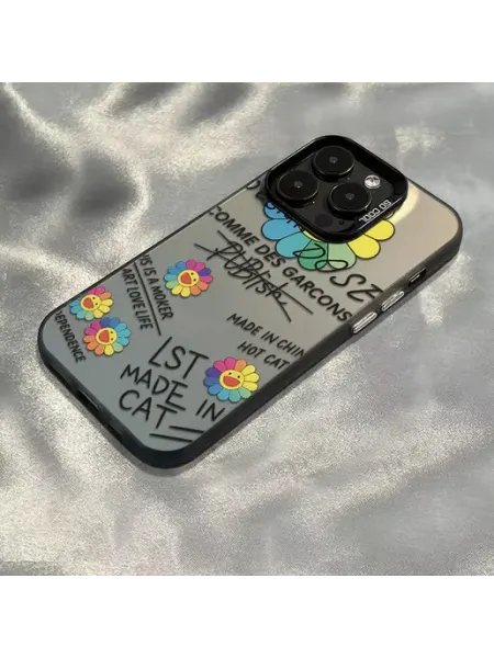 Чехол на IPHONE 12 12 PRO чёрный дизайн цветок