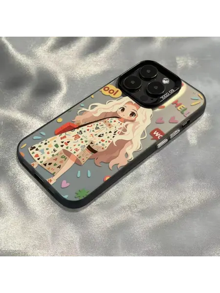 Чехол на IPHONE 15 чёрный девочка платье