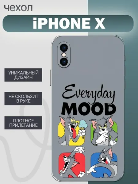 Чехол на iPhone X с принтом Том и Джерри SLIMUSHOP