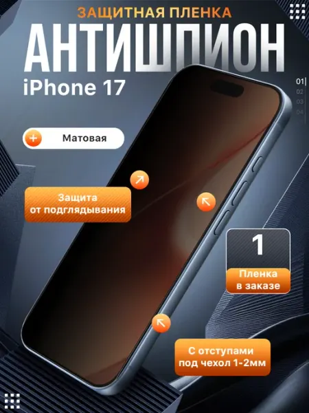 Защитная пленка антишпион на iPhone 17 Пленки всем