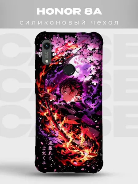 Чехол на Honor 8A Танджиро Клинок рассекающий демонов огонь PRINTberries