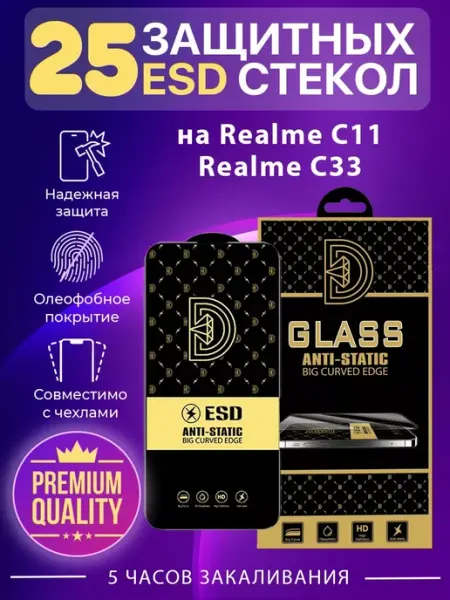 Защитное стекло на Realme C11 и C33 Ru Store