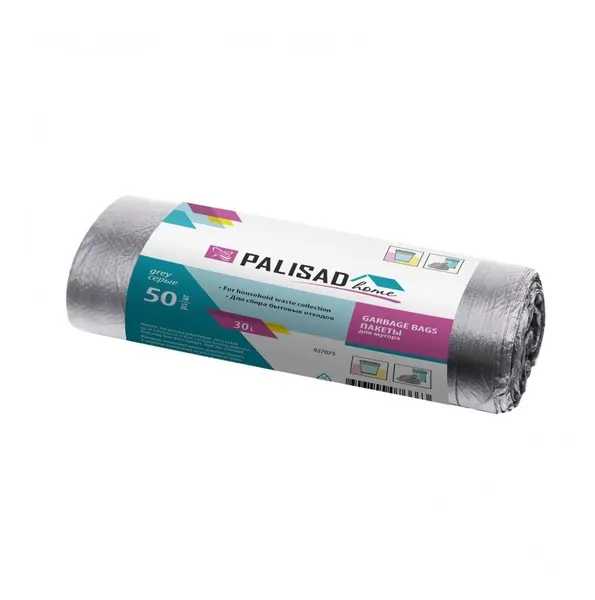 Пакеты для мусора 30 л x 50 шт. серые, Home Palisad, 927075