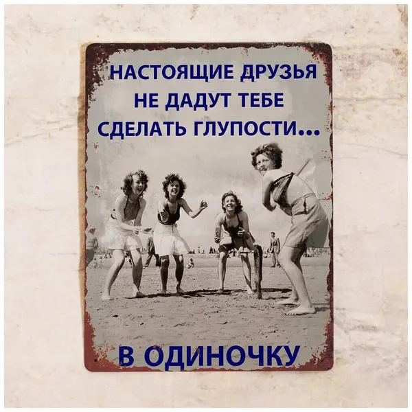 Жестяная табличка Настоящие друзья, металл, 20х30 см