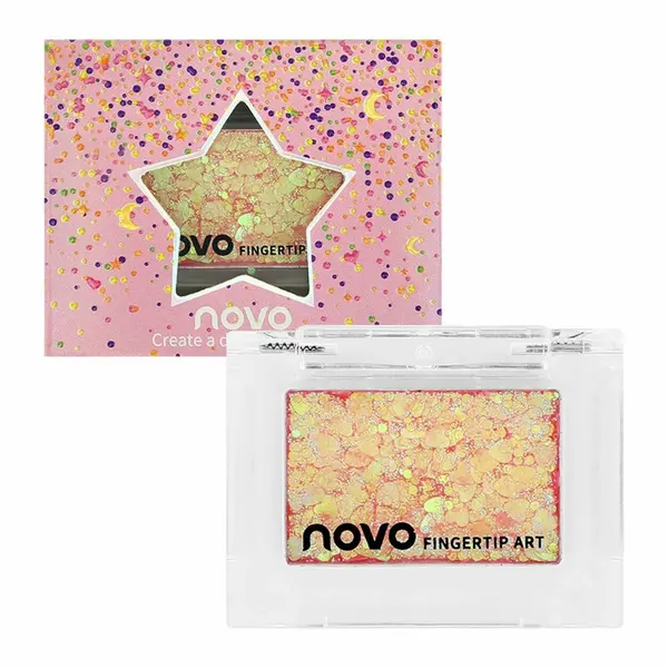 Тени для век компактные NOVO DIAMOND SHINE сияющие, с глиттером, тон 02