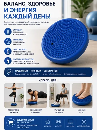 Баланс платформа, балансировочная платформа, балансировочная полусфера, баланс борд - Фитнес