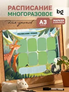 Расписание уроков для детей многоразовое А3 BG