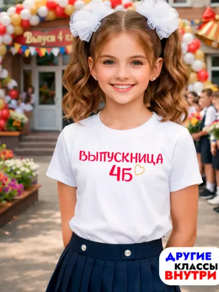 Футболка школьная с принтом Выпускница нач школы 4 В Выпускной MIZOTIC