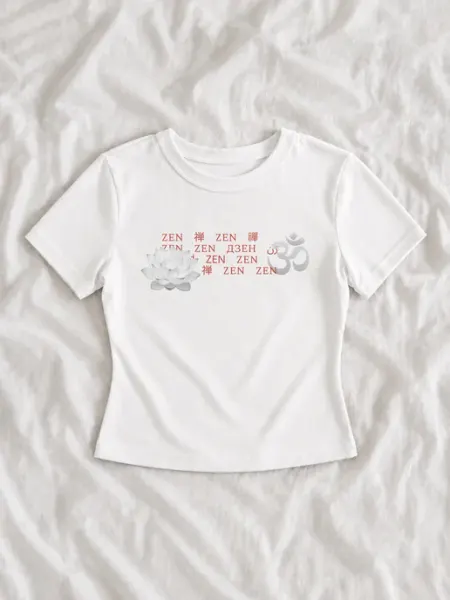 Футболка baby tee скинни буддизм ХЭБЭШЕЧКА