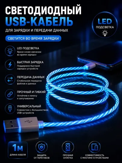 Светящийся USB – Type-C - Зарядные устройства для аккумуляторов