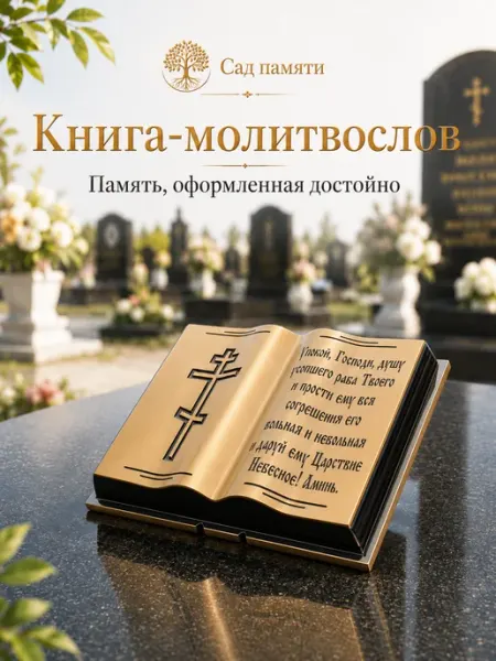 Книга на могилу декор на памятник православный ритуальный