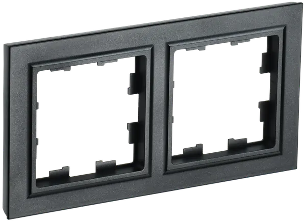 Рамка IEK "BRITE" РУ-2-БрЧ, для розетки и выключателя, двойная, черная, IP20