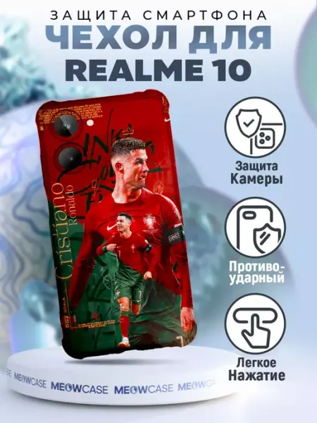 Чехол на REALME 10 силиконовый с принтом Роналдо футбол PRINTberries